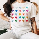  Artsy Watercolor 25 Hearts Soft Unisex Graphic Tee T-shirt