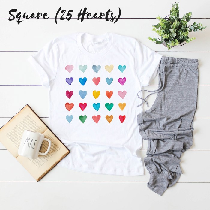 Artsy Watercolor 25 Hearts Soft Unisex Graphic Tee T-shirt