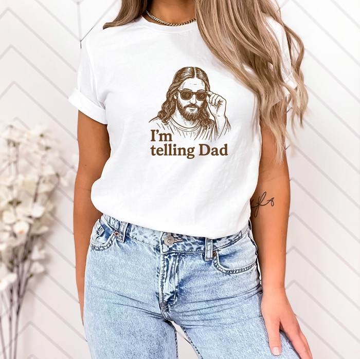 I'm telling Dad | The Divine Authority: Reporting Back to Dad! Soft Cozy Longer Length Unisex Graphic Tee T-shirt