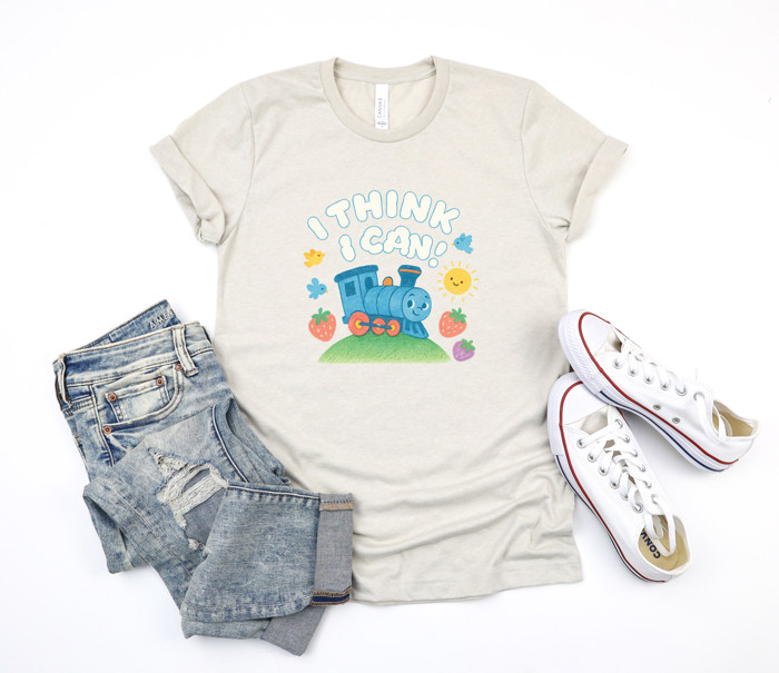 I THINK i CAN! | Chugging Towards Positivity! Soft Cozy Longer Length Unisex Graphic Tee T-shirt