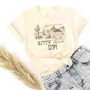  KITTY UP! | Saddle Up for a Purr-fect Adventure! Soft Cozy Longer Length Unisex Graphic Tee T-shirt