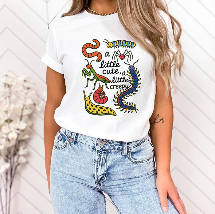 a little cute, a little creepy | Embrace the Adorable Eerie Soft Cozy Longer Length Unisex Graphic Tee T-shirt
