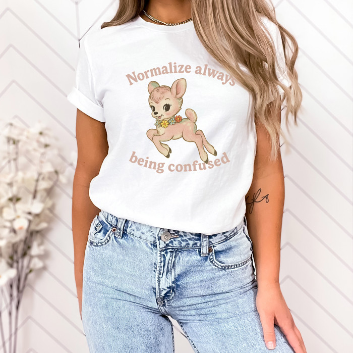 Normalize always being confused | Embracing Beautiful Confusion Soft Cozy Longer Length Unisex Graphic Tee T-shirt