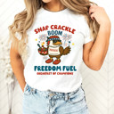  SNAP CRACKLE BOOM | FREEDOM FUEL BREAKFAST OF CHAMPIONS | AMERICAN SPIRIT IN EVERY BITE Soft Cozy Longer Length Unisex Graphic Tee T-shirt
