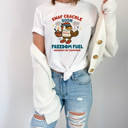  SNAP CRACKLE BOOM | FREEDOM FUEL BREAKFAST OF CHAMPIONS | AMERICAN SPIRIT IN EVERY BITE Soft Cozy Longer Length Unisex Graphic Tee T-shirt