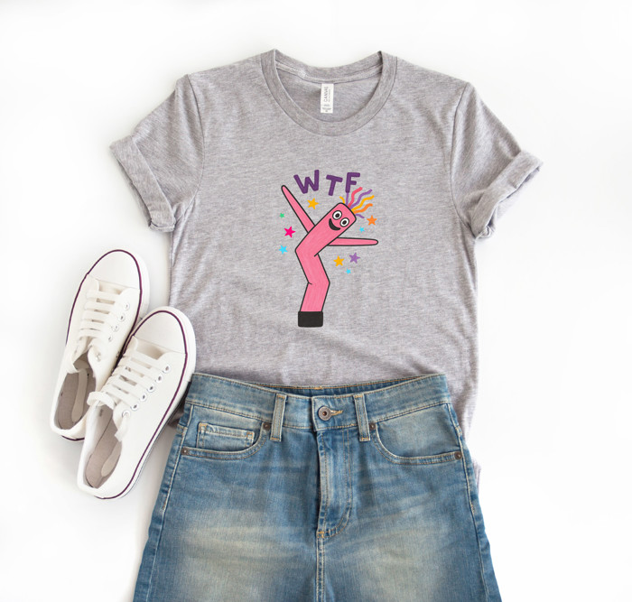 WTF | Wiggly Guy Advertising Wonderfully Tumultuous Fun! Soft Cozy Longer Length Unisex Graphic Tee T-shirt