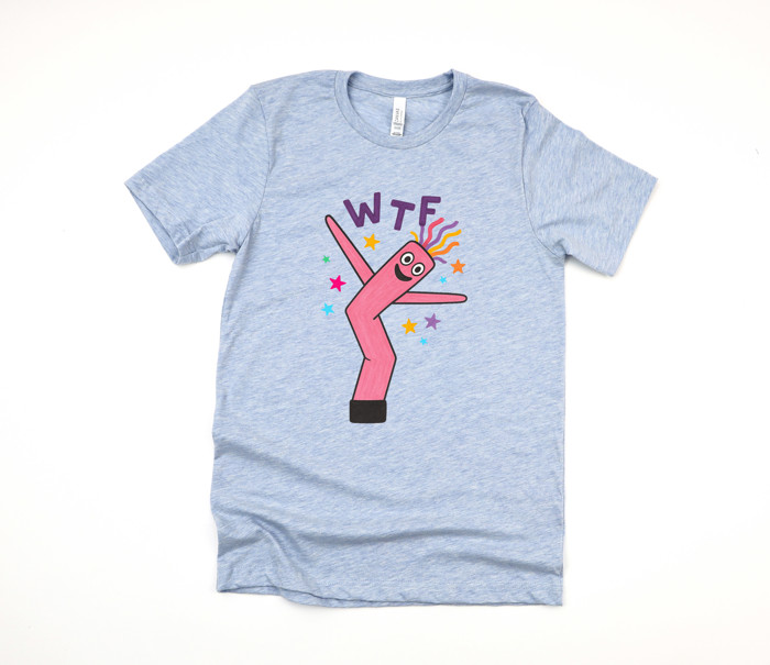WTF | Wiggly Guy Advertising Wonderfully Tumultuous Fun! Soft Cozy Longer Length Unisex Graphic Tee T-shirt