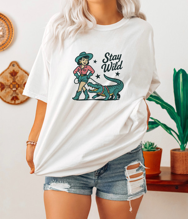 Stay Wild | Unleash Your Inner Adventurer Soft Cozy Longer Length Unisex Graphic Tee T-shirt