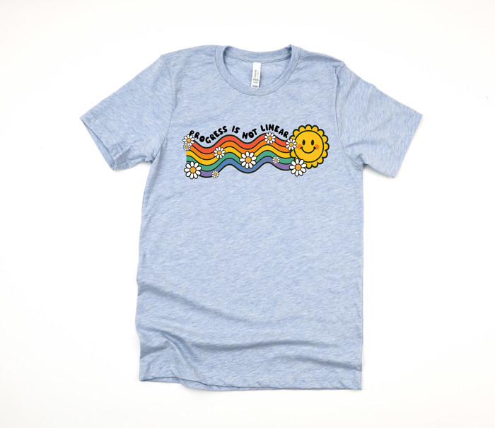 PROGRESS IS NOT LINEAR | Embrace the Journey of Growth Soft Cozy Longer Length Unisex Graphic Tee T-shirt