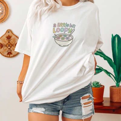 a little bit Loopy | Joyful Breakfast Whimsy Soft Cozy Longer Length Unisex Graphic Tee T-shirt