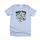  NICE TITS | A Whimsical Gathering of Feathered Friends Soft Cozy Longer Length Unisex Graphic Tee T-shirt