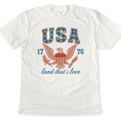 USA 1776 land that i love | Celebrating Freedom: Heart and Heritage of the USA Soft Cozy Longer Length Unisex Graphic Tee T-shirt