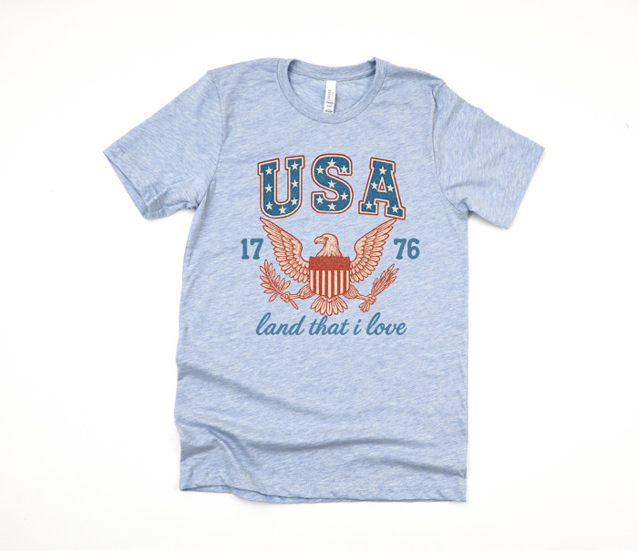 USA 1776 land that i love | Celebrating Freedom: Heart and Heritage of the USA Soft Cozy Longer Length Unisex Graphic Tee T-shirt
