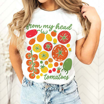 from my head tomatoes | A Vibrant Celebration of Garden Goodness Soft Cozy Longer Length Unisex Graphic Tee T-shirt