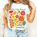  from my head tomatoes | A Vibrant Celebration of Garden Goodness Soft Cozy Longer Length Unisex Graphic Tee T-shirt