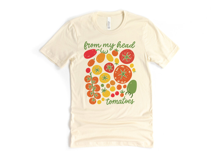 from my head tomatoes | A Vibrant Celebration of Garden Goodness Soft Cozy Longer Length Unisex Graphic Tee T-shirt