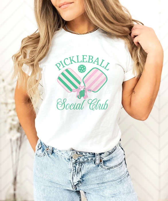 PICKLEBALL Social Club | Swing into Fun: Join the Pickleball Community! Soft Cozy Longer Length Unisex Graphic Tee T-shirt