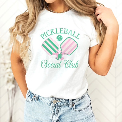 PICKLEBALL Social Club | Swing into Fun: Join the Pickleball Community! Soft Cozy Longer Length Unisex Graphic Tee T-shirt
