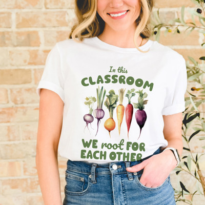 In this CLASSROOM | Together We Grow: Supporting Each Other Soft Cozy Longer Length Unisex Graphic Tee T-shirt