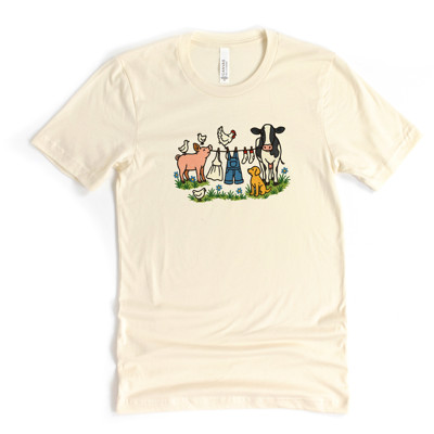 Farm Life Fun | Whimsical Barnyard Bliss Soft Cozy Longer Length Unisex Graphic Tee T-shirt