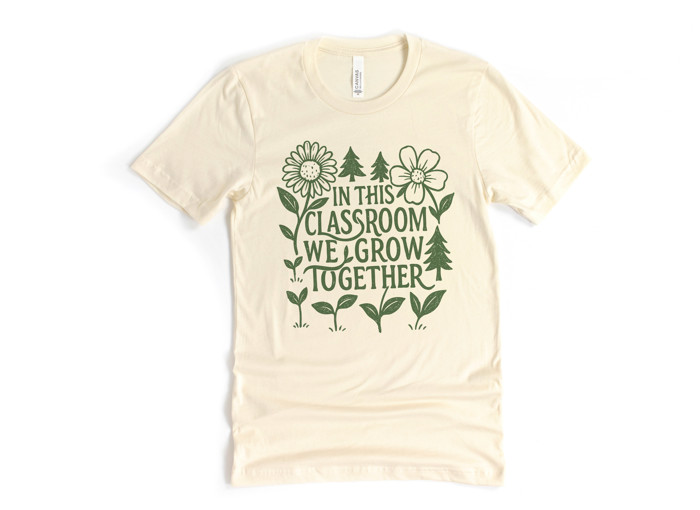 IN THIS CLASSROOM WE GROW TOGETHER | Cultivating Togetherness in Our Learning Garden Soft Cozy Longer Length Unisex Graphic Tee T-shirt