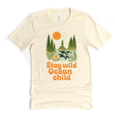 Stay wild Ocean child | Embrace the Spirit of Adventure and Nature Soft Cozy Longer Length Unisex Graphic Tee T-shirt
