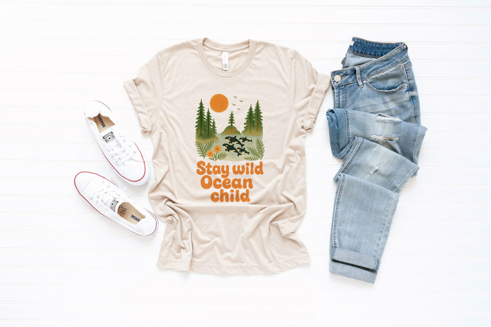 Stay wild Ocean child | Embrace the Spirit of Adventure and Nature Soft Cozy Longer Length Unisex Graphic Tee T-shirt