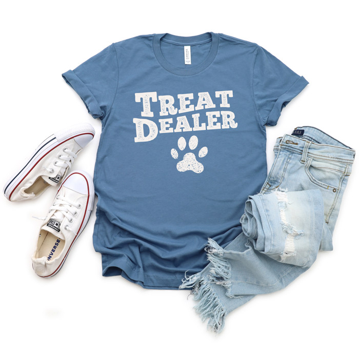 TREAT DEALER | Spreading Pawsitive Vibes! Soft Cozy Longer Length Unisex Graphic Tee T-shirt