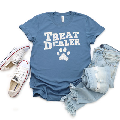 TREAT DEALER | Spreading Pawsitive Vibes! Soft Cozy Longer Length Unisex Graphic Tee T-shirt