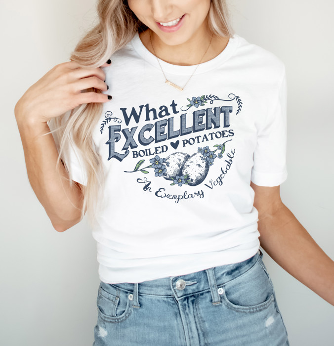What Excellent Boiled Potatoes | A Tasty Tribute to the Humble Potato Soft Cozy Longer Length Unisex Graphic Tee T-shirt