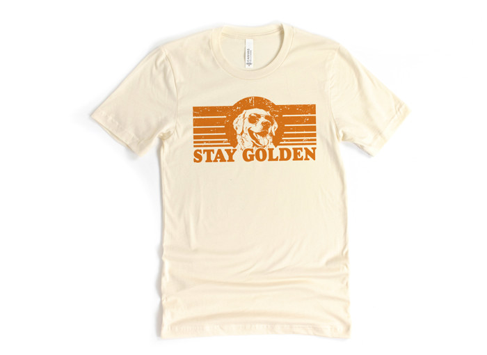 STAY GOLDEN | Radiate Joy with Every Wag Soft Cozy Longer Length Unisex Graphic Tee T-shirt