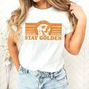  STAY GOLDEN | Radiate Joy with Every Wag Soft Cozy Longer Length Unisex Graphic Tee T-shirt