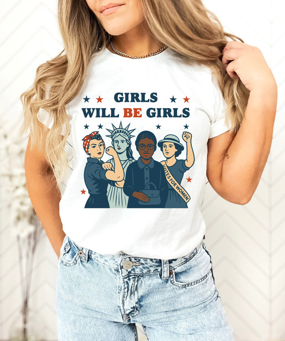 GIRLS WILL BE GIRLS | Empowering Women: A Celebration of Strength and Unity Soft Cozy Longer Length Unisex Graphic Tee T-shirt