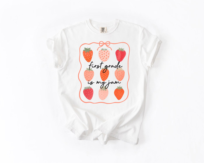 first grade is my jam | A Berry Sweet Beginning to a new school year Unisex Heavyweight Comfort Tee