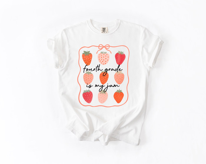 Fourth grade is my jam | Team Teacher Tees Fresh Vibes for a Fun Fourth Grade Soft Cozy Longer Length Unisex Graphic Tee T-shirt