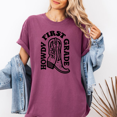 HOWDY FIRST GRADE | Yippee! Welcome to First Grade Adventures! Unisex Heavyweight Comfort Tee