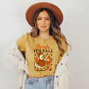 Bruh, IT'S FALL | Quirky Autumn Vibes with a Cozy Goose Soft Cozy Longer Length Unisex Graphic Tee T-shirt