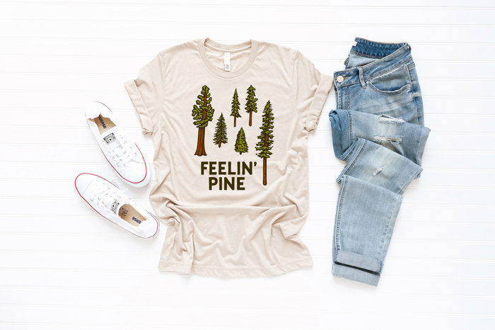 FEELIN' PINE | A Breath of Fresh Air Soft Cozy Longer Length Unisex Graphic Tee T-shirt
