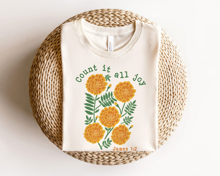 Count it all joy | Blooming in Joy Soft Cozy Longer Length Unisex Graphic Tee T-shirt