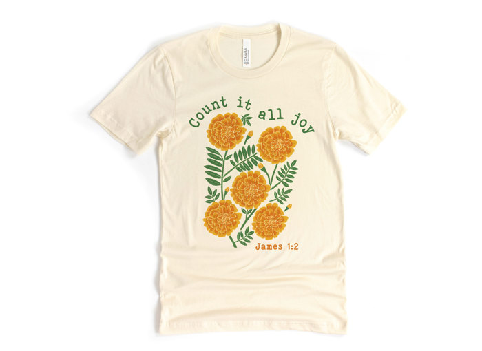 Count it all joy | Blooming in Joy Soft Cozy Longer Length Unisex Graphic Tee T-shirt