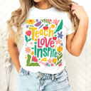  Teach Love Inspire | Blooming Hearts and Minds Soft Cozy Longer Length Unisex Graphic Tee T-shirt