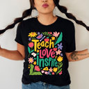  Teach Love Inspire | Blooming Hearts and Minds Soft Cozy Longer Length Unisex Graphic Tee T-shirt