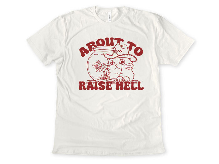 ABOUT TO RAISE HELL | Feline Shenanigans Unleashed Soft Cozy Longer Length Unisex Graphic Tee T-shirt