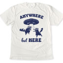  ANYWHERE but HERE | Raccoon Adventures: A Cosmic Escape! Soft Cozy Longer Length Unisex Graphic Tee T-shirt