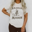  AMARILLO | Saddle Up for a Morning Ride! Soft Cozy Longer Length Unisex Graphic Tee T-shirt