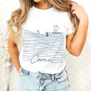  Come | A Call to Faith on the Waves Soft Cozy Longer Length Unisex Graphic Tee T-shirt