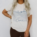  Come | A Call to Faith on the Waves Soft Cozy Longer Length Unisex Graphic Tee T-shirt