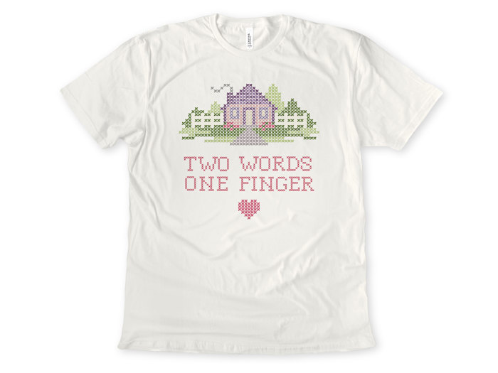 TWO WORDS ONE FINGER | A Whimsical Rebellion Soft Cozy Longer Length Unisex Graphic Tee T-shirt