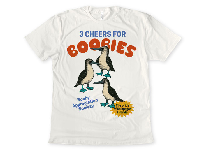 3 CHEERS FOR BOOBIES | Celebrate the Quirky Charm of the Galapagos! Soft Cozy Longer Length Unisex Graphic Tee T-shirt