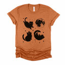  Spooky Cute Black Cats in Space | Cosmic Catventures Soft Cozy Longer Length Unisex Graphic Tee T-shirt